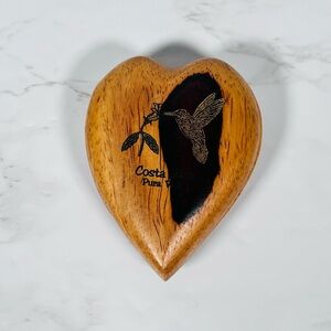 Costa Rica Heart-Shaped Wooden Compact Mirror